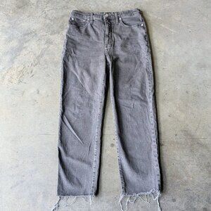 Madewell The Perfect Vintage Straight Leg Jean Gray Denim Raw Hem size 29